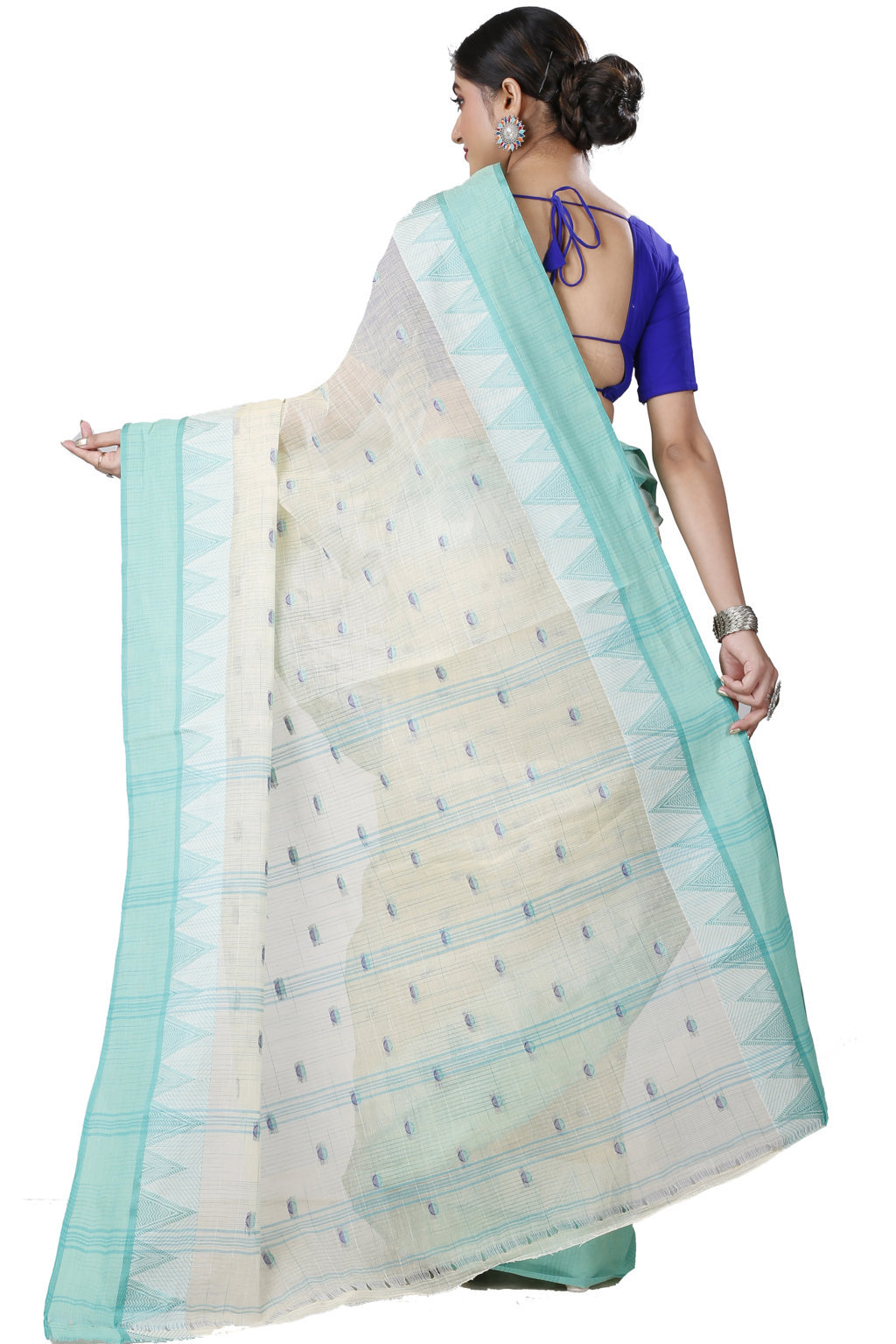 Light Green Pure Cotton Ishvari Tant Saree (1079)